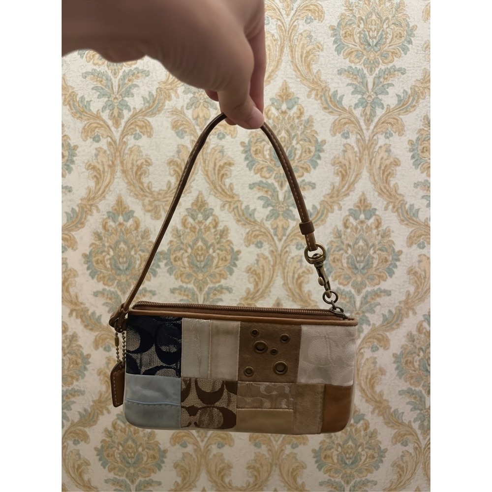 Coach Patchwork Wristlet Womens Bag Small Multicolor Leather Suede Y2K Vintage